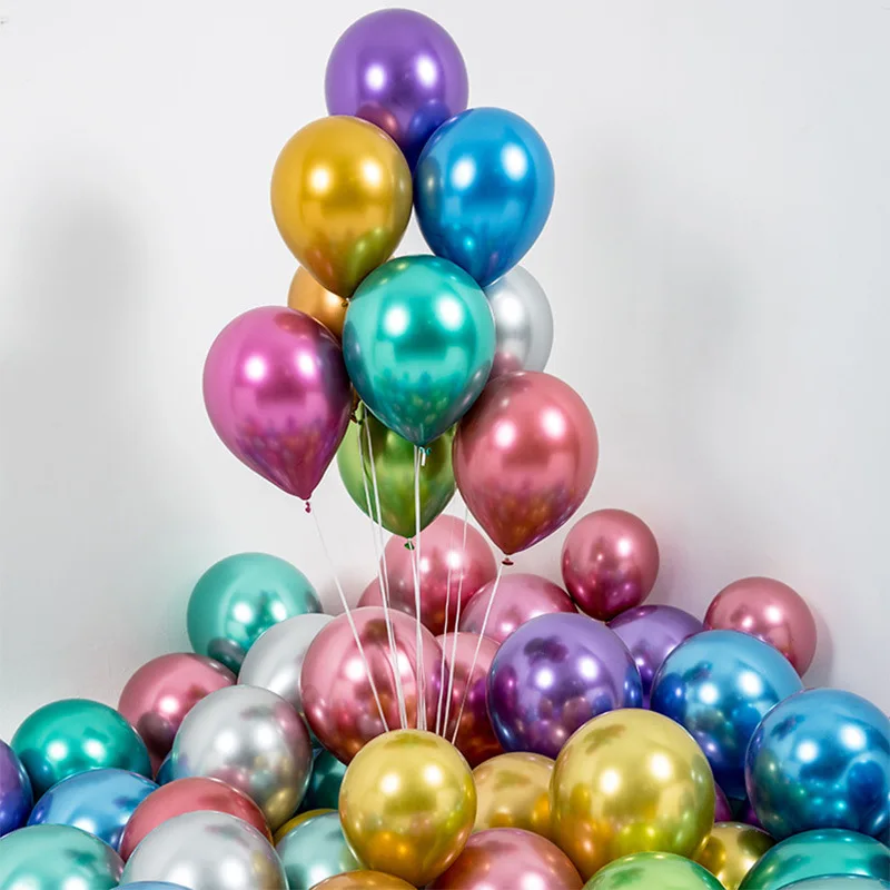 15Pcs 5/10/12inch Latex Balloon Gold Silver Green Blue Wedding Happy Birthday Party Metallic Chrome Inflatable Balls Decoration