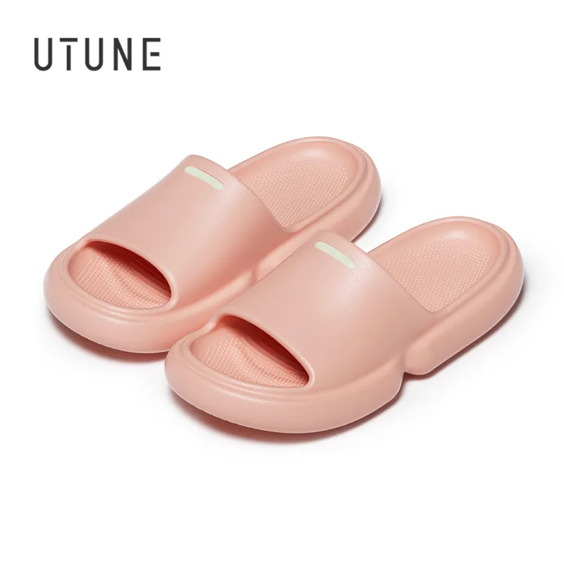 UTUNE Summer Women Slippers Outdoor Platform Anti-slip Patch Beach Men Soft Indoor Slides Sandals High Quality Bathroom Shoes