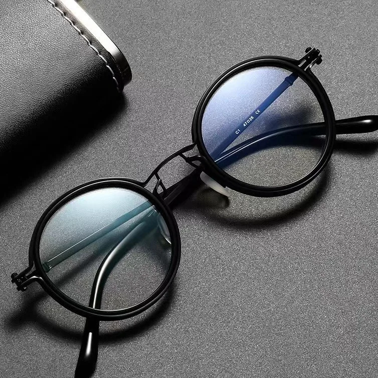 2024 new round frame glasses with high myopia anti-blue light mirror fashion