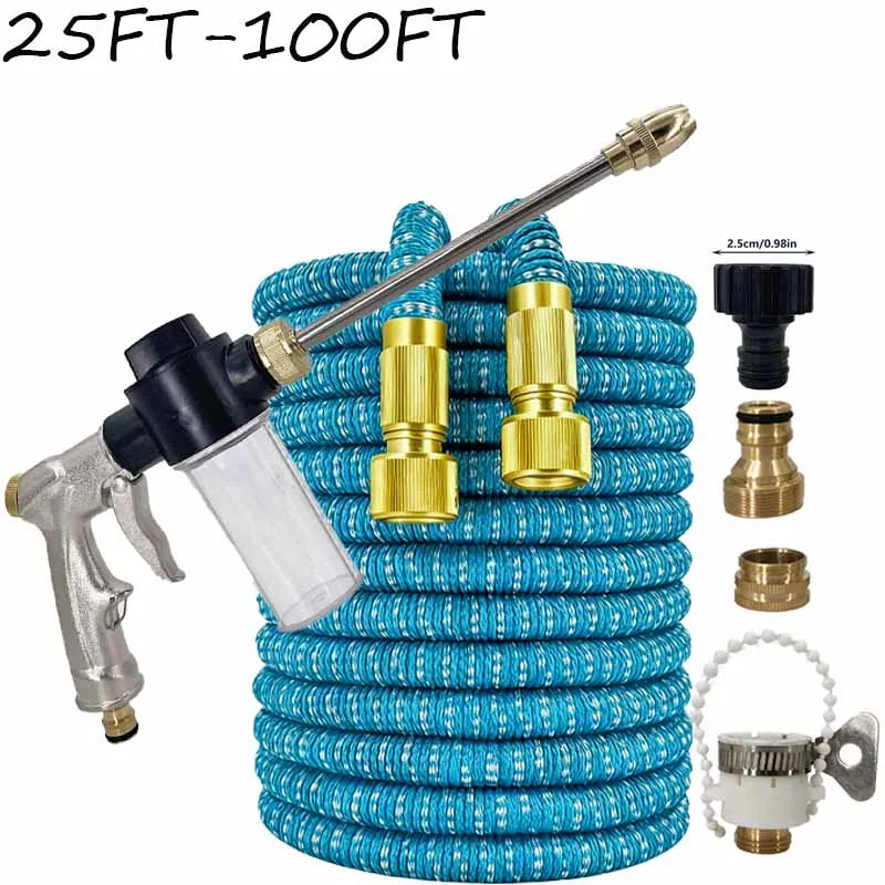 

Масштабируемый садовый шланг, волшебная водопроводная труба, 25 футов-100 футов, инструмент для мойки автомобилей высокого давления, бытовой ежедневный спринклерный пистолет