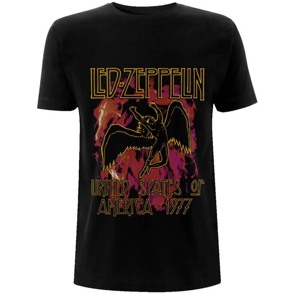 Deco Circle Led Zeppelin Band T-Shirt Cotton Graphic Tee Men Women Summer Streetwear