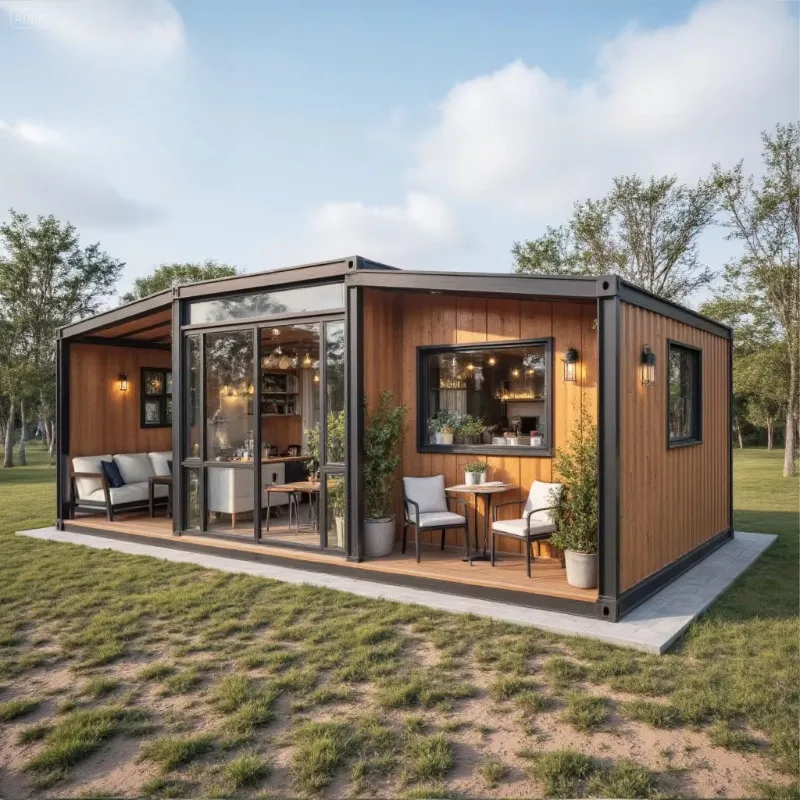 Scenic Foldable Container house soft exterior landscape match simple cabin for park tourist rest leisure activity space