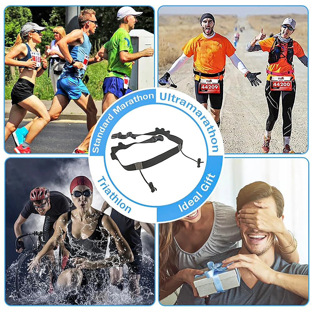 Sports Competition Belt with 6 Loops Outdoor Running Waist Belt Triathlon Race Belt for Running Cycling Triathlon Marathon