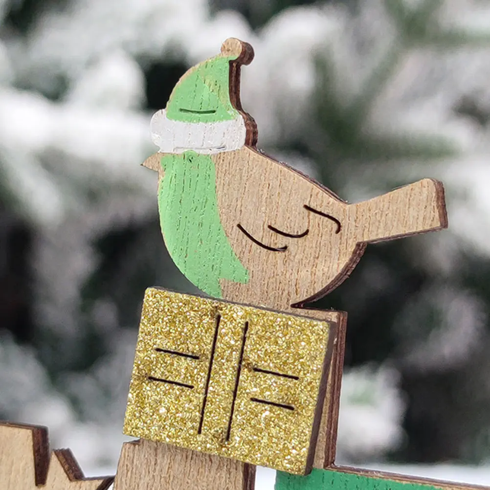 

2Pcs Wooden House Decor Xmas English Letter Ornament for Festive Party Desktop Decoration Bright Creative