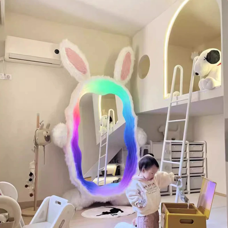Floor Girls Fitting Cute Oversized Aesthetic Mirror Bedroom Modern Espejos Decorativos Home Decor Luminous Full Length Mirror