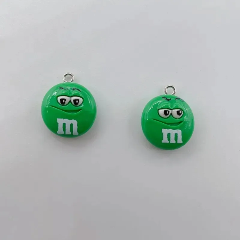 10pcs Smile Chocolate M Bean Candy Resin Charms Pendants for DIY Handmade Earring Keychain Bracelet Jewelry Accessories Making