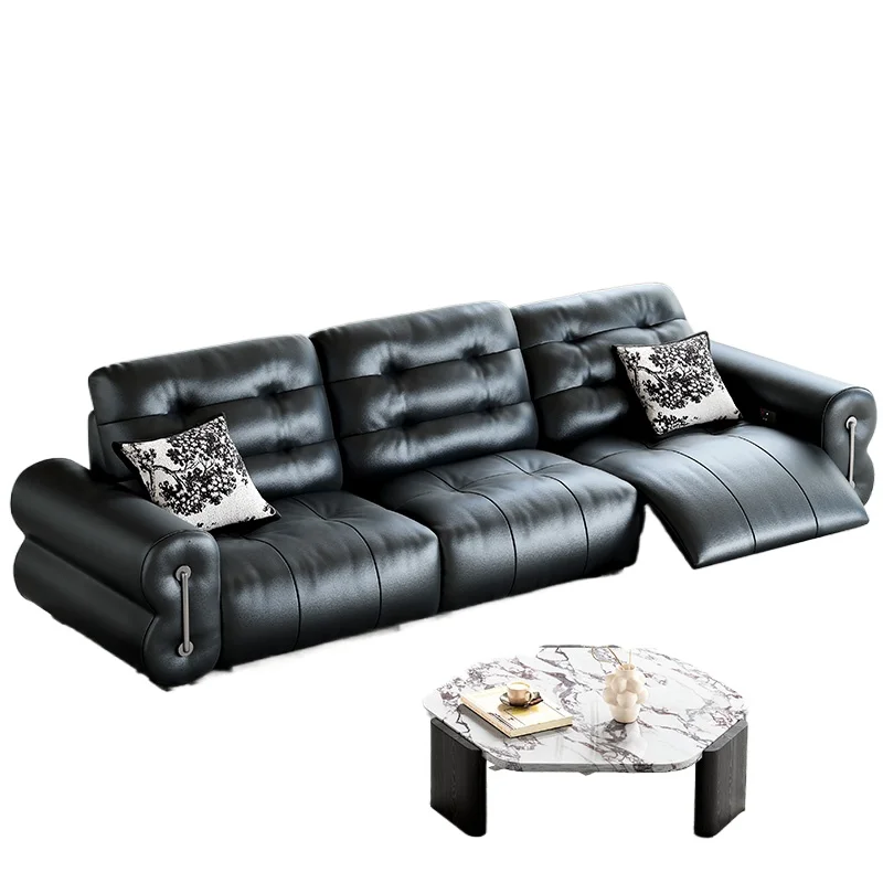 

Leather electric sofa, small household voice-activated and mite-removing heating leather sofa