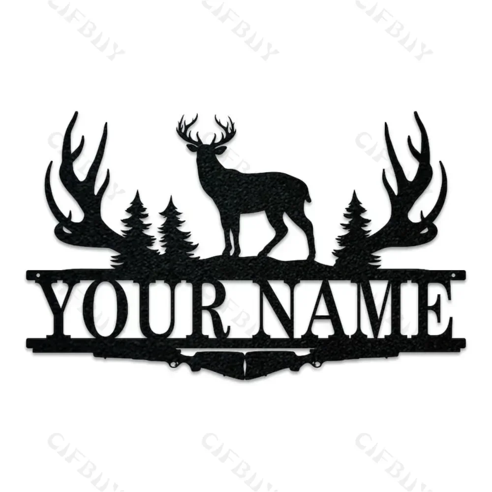 Buck Antler Split Monogram Sign,A Hunting Camp's Pride.A Decor Item, A Unique Gift for Him, Name Metal Plate,Outdoor Theme Decor