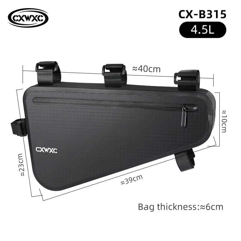 CXWXC 1,8L/3L/4L Vollständig wasserdichte Fahrrad-Dreieckstasche Fahrradrahmen Vorderrohrtasche Fahrradtasche MTB Road Pannier Verpackungsbeutel