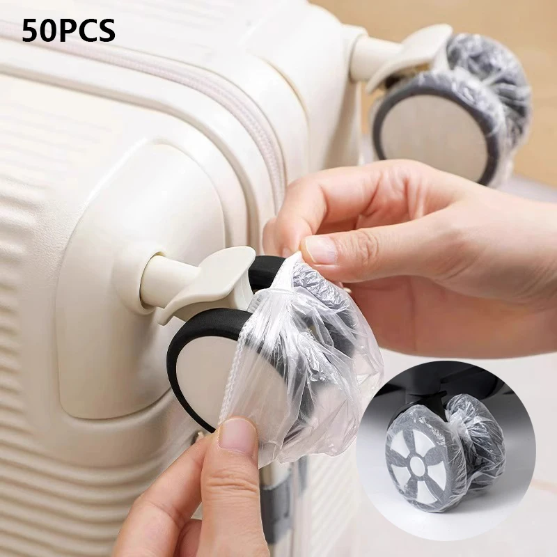 50pcs Disposable Luggage Wheels Protector Cover Universal Dust Cover Elastic Sleeve For Office Chair Wheel Protect Film