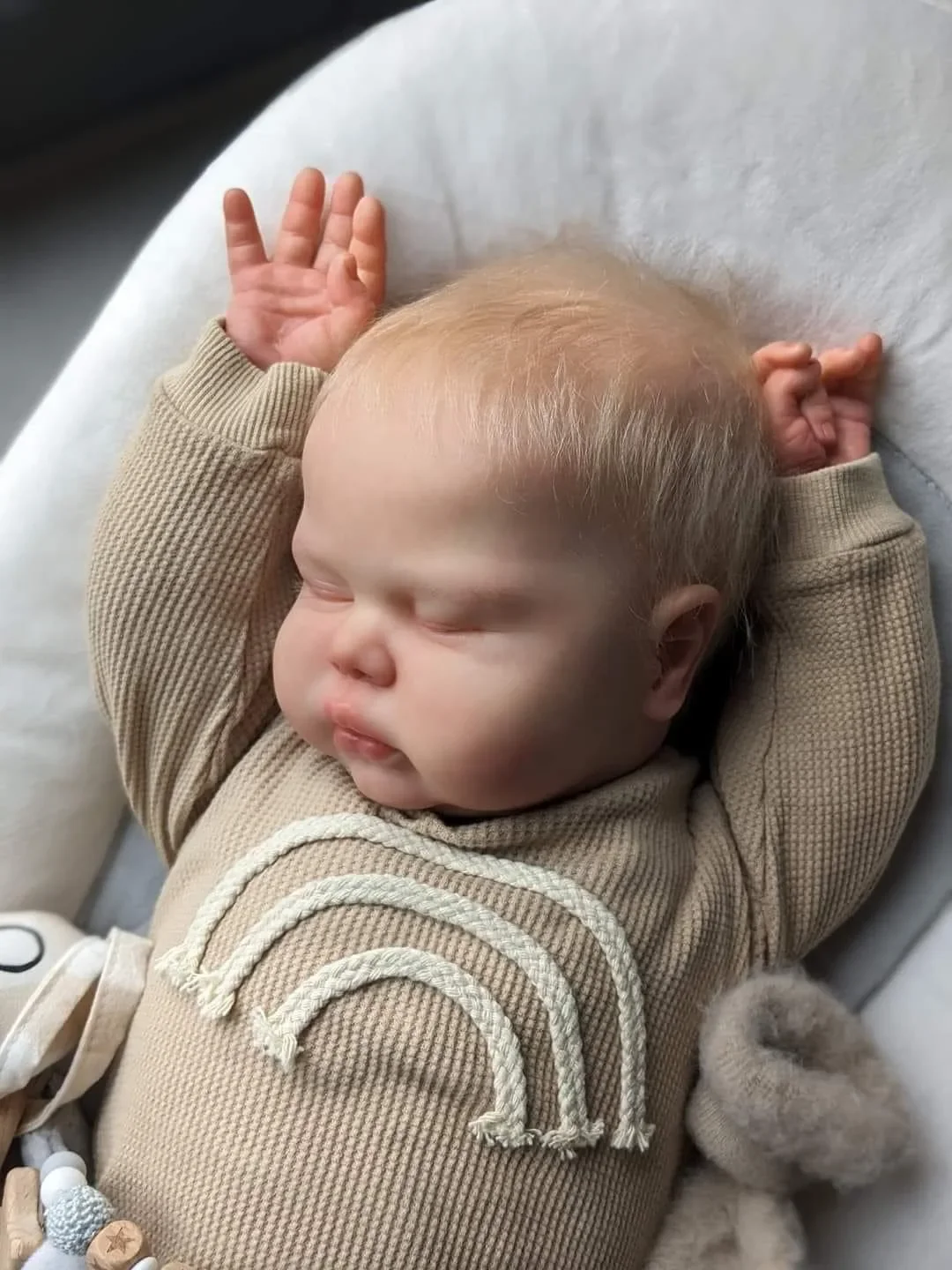 NPK 19 Inch Lifelike Reborn Toddler Doll Cuddly Sleeping Baby Boy with Hand Rooted Hair Soft Cloth Body for Collectors