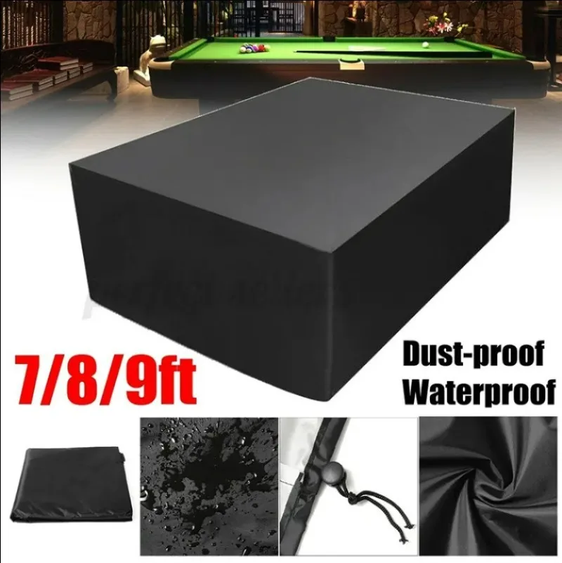 7/8/9 FT Billiard Pool Table Cover Waterproof UV Protection Dustproof Windproof Full Protector with Drawstring Tear Resistant