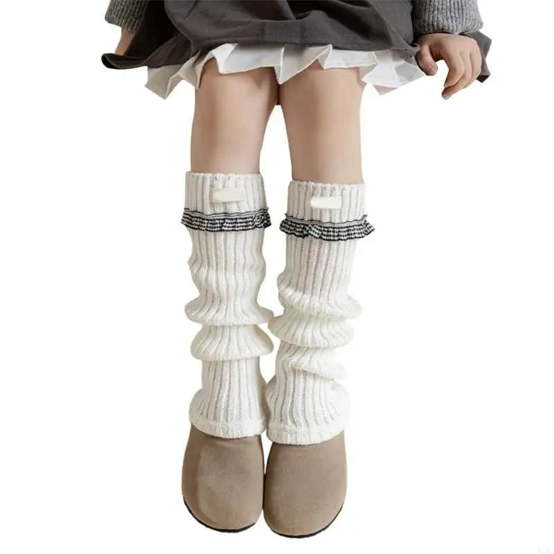 A5YC Girls Lace Trimmed Leg Warmer With Lace Accent Soft Acrylic Winter Knitting For Cold Weather And Festive Occasion