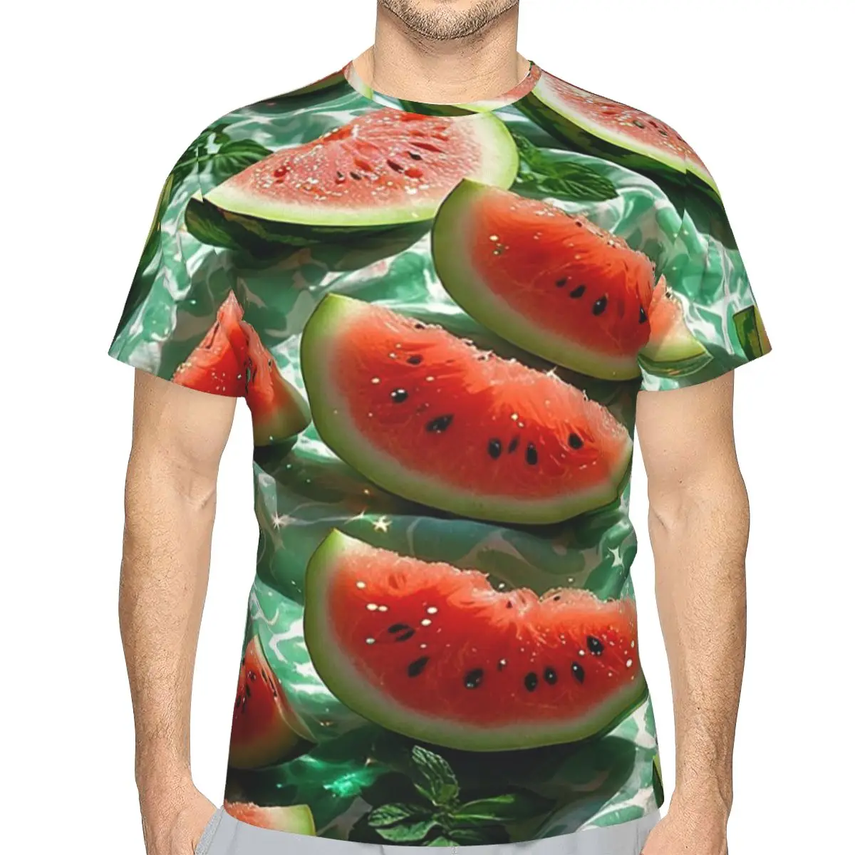 Watermelon Slices 100% Cotton T-Shirt Men'sClassic T Shirts Men O-Neck Short Sleeve