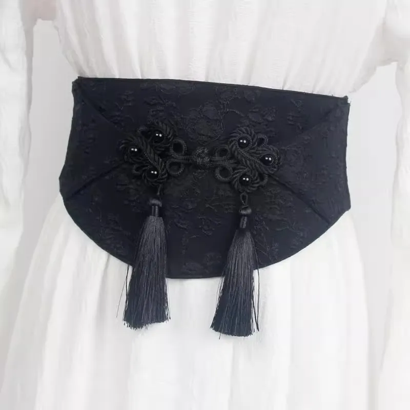 

Women's Fashion Black Elastic Corset Female Cummerbund Coat Waistband Dress Decration Wide Belt J238