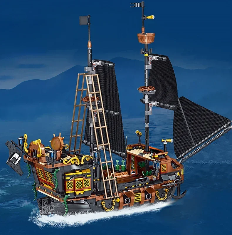 Pirate Ship Building Blocks Sailboat Model Bricks City Traffic Series Creative Desktop Decoraiton Bricks Toys For Adult Gifts