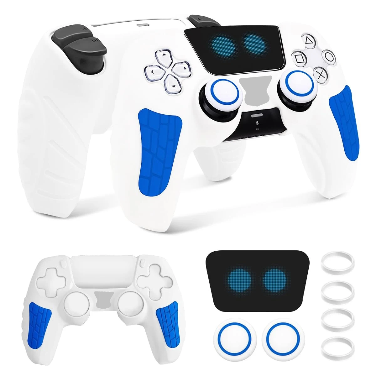 Controller Skin Shell for PS5 Controller Silicone Cover Case with 2 Rubber Thumb Grip Gaps Touch Pad Sticker For PS5 Fit In Dock view 2
