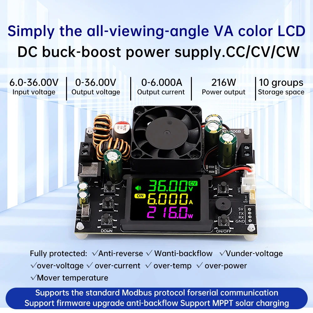 

XY3606B DC 6.0~36V CNC Boost Buck Module Adjustable Voltage Regulator Power Supply Support MPPT