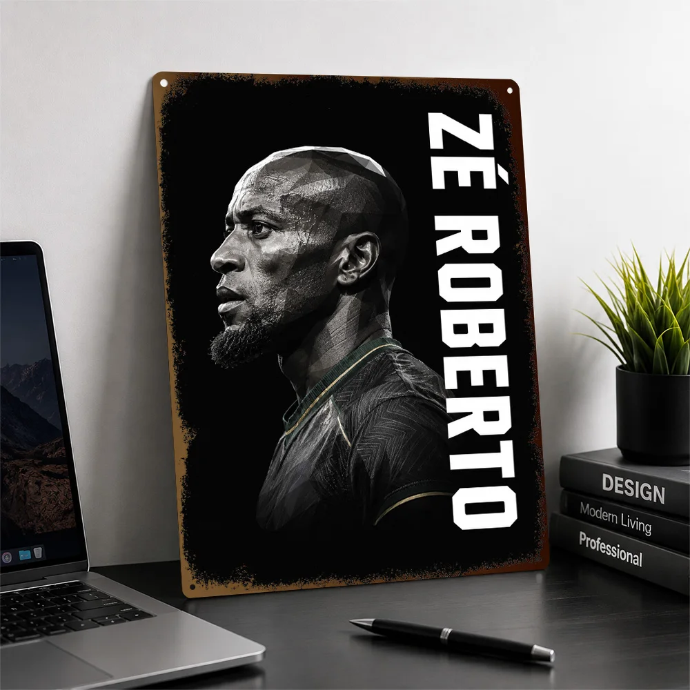 Zé Roberto Football Textured Poster Customized Metal Tin Sign Club Legacy Style Wall Art Made For Matchday Admirers In Bedroom