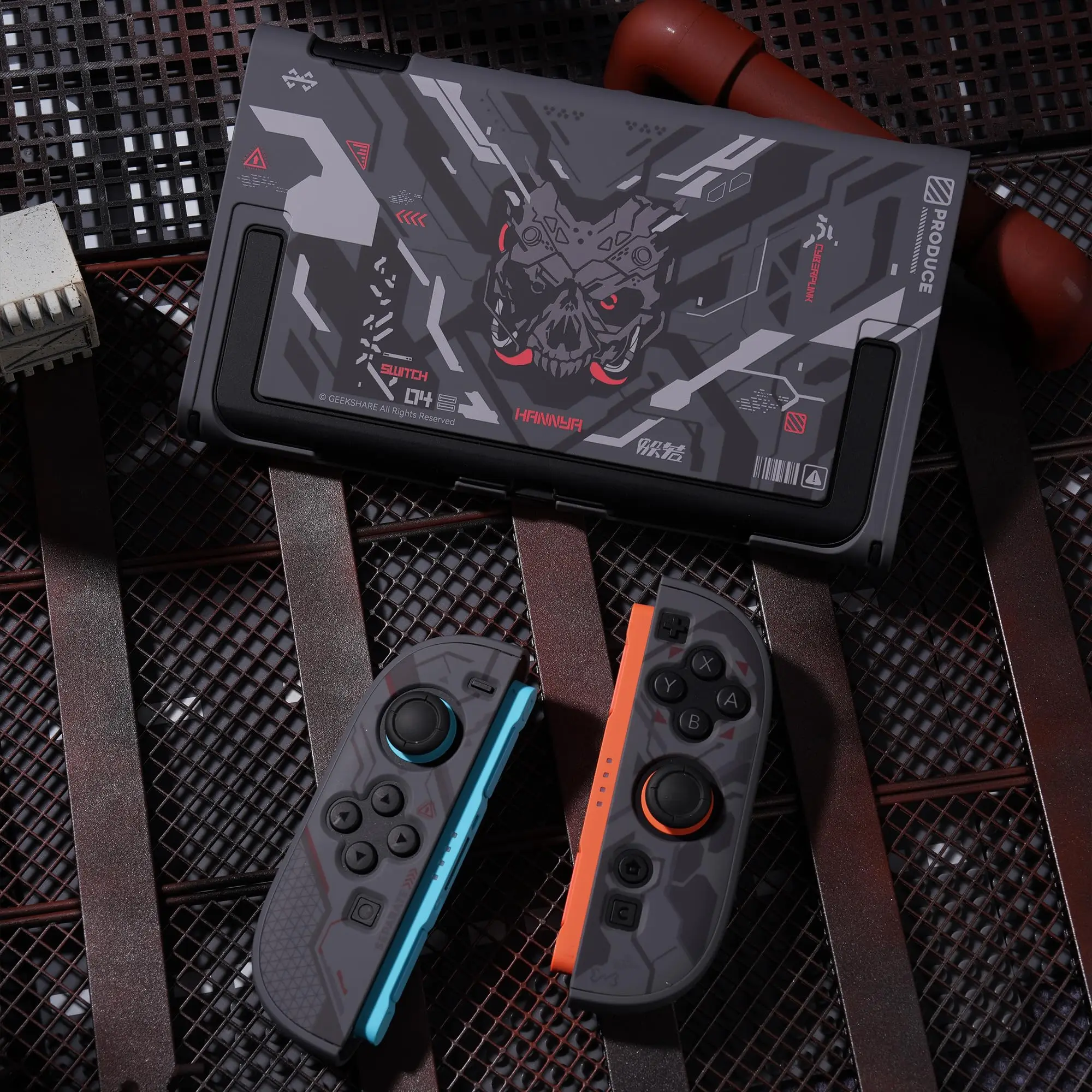 Geekshare Black Cyber Mecha PC Slim Protective Case Compatible with NS2, Detachable Shell with Anti-Scratch Hard Cover