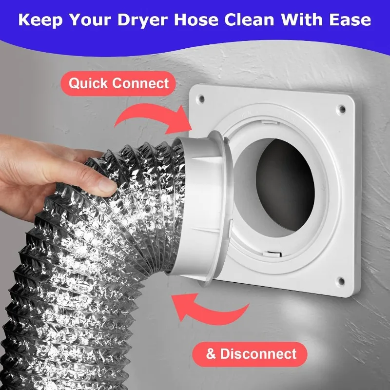 Dryer Vent Hose Kit Flexible Aluminum Exhaust Pipe with Connectors Coupling Adapter for Tumble Dryer Air Vent Replacement Home