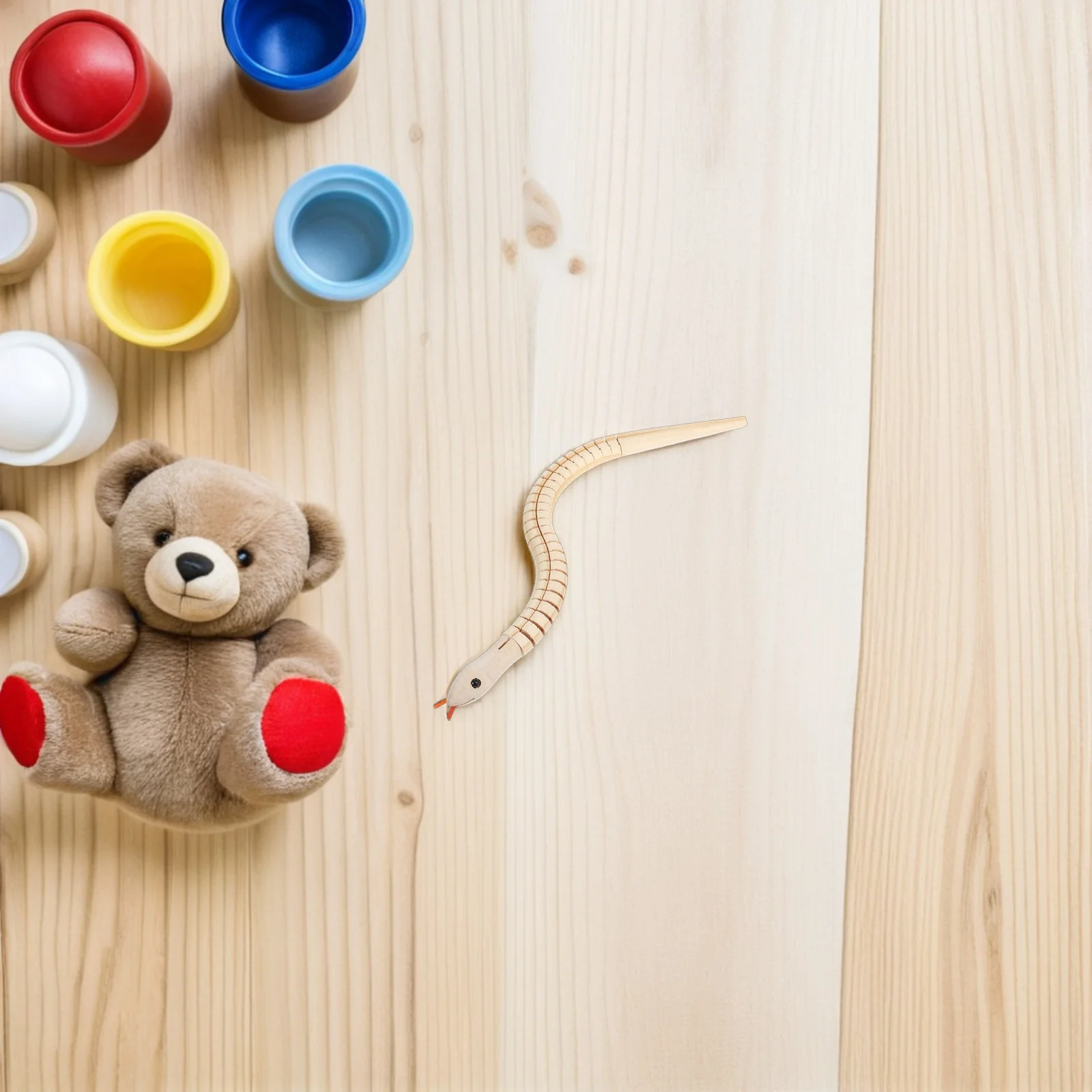 

12Pcs Wooden Snake Figure 30Cm Untreated Surface Realistic Design for Kids Sensory Exploration Fake Snake