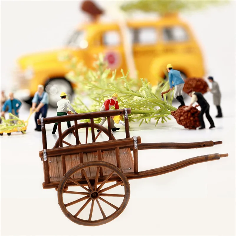 ABUP-Cart Model Miniature Cart Fairies Figurines Miniature Wheel Toddler Wheelbarrow Accessories Garden Trolley Miniature Toy
