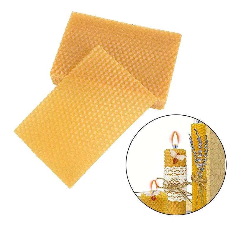 10Pcs Beeswax Sheets Candle Making Craft DIY Kits, Honey Candles Maker Full Bees Wax Honeycomb, Beekeeping Foundation Sheets