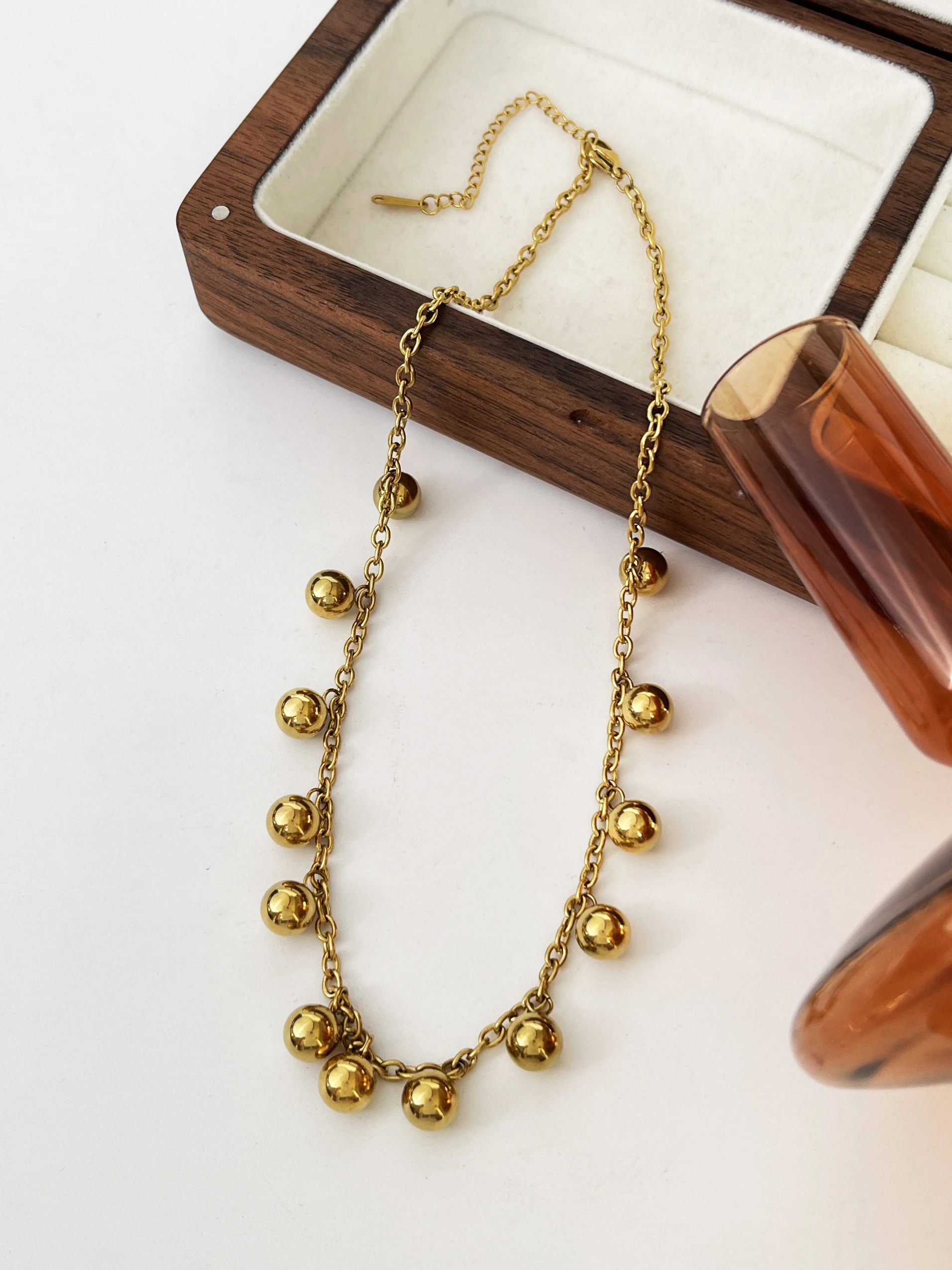 Peri'sbox الفولاذ المقاوم للصدأ 18K الذهب Pvd مطلي متعددة الكرة المختنق قلادة للنساء 2023 جديد الشرير بنات مجوهرات الحرة تشويه #3