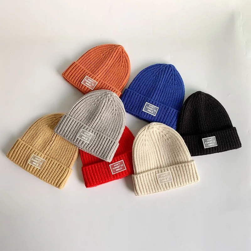 Baby hat autumn and winter children\'s knitted hat warm melon leather hat new boy and girl knitted hat pullover Korean version fa