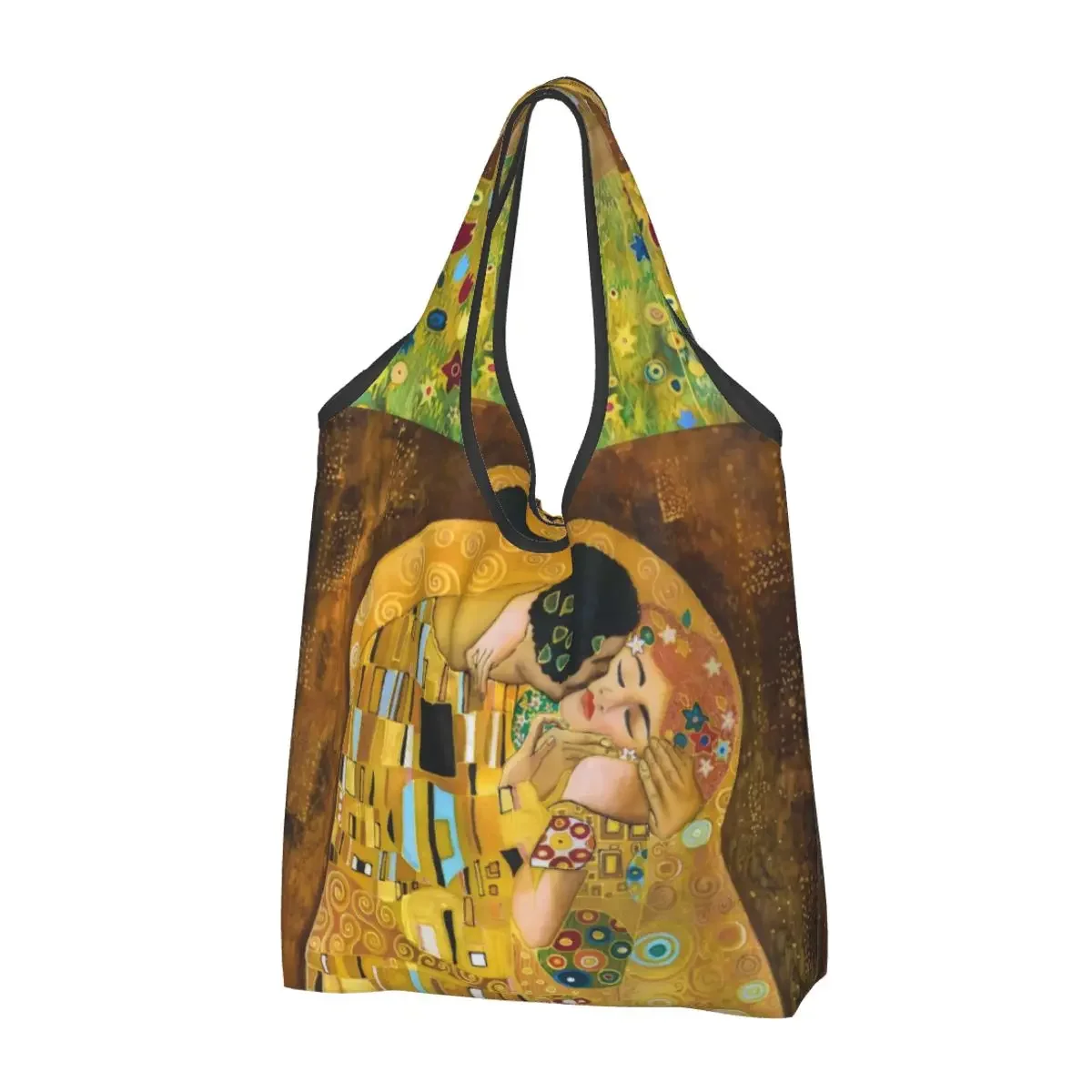 Gustav Klimt The Kiss Boodschappentassen Opvouwbare boodschappentas Grote capaciteit Abstract Freyas Art Recyclingzakken Wasbare handtas