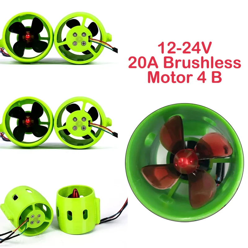 

12-24V 20A Brushless Motor 4 Blade Underwater Thruster RC Bait Boat Accessory RC Boat Accessory Powerful Good Replacement