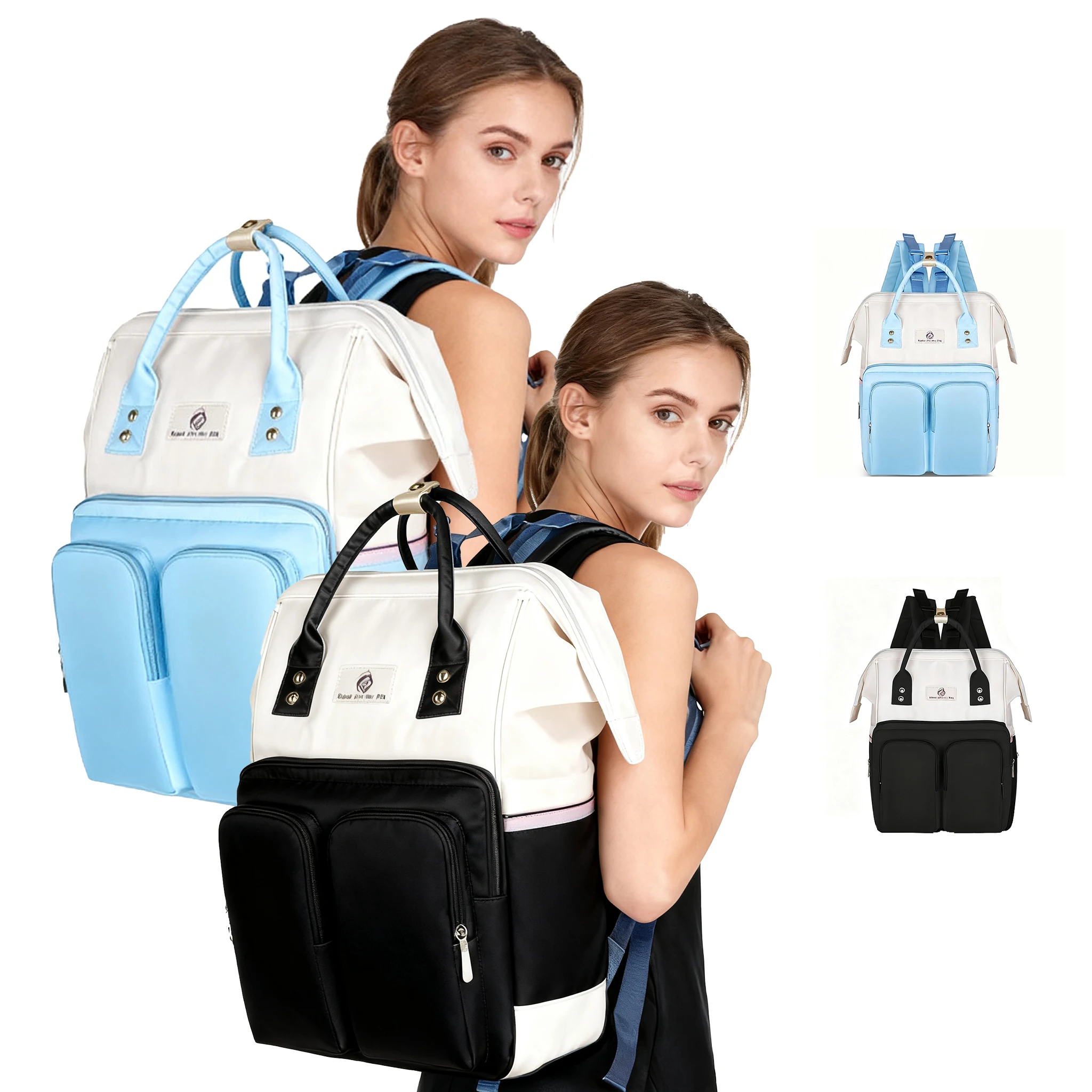 

Многофункциональная сумка для мамы на 15 л, большая вместимость с несколькими отделениями и независимая сумка для бутылок, портативный рюкзак из полиэстера, для новых родителей и семейных путешествий, с внутренним пеленальным ковриком и несколькими карман