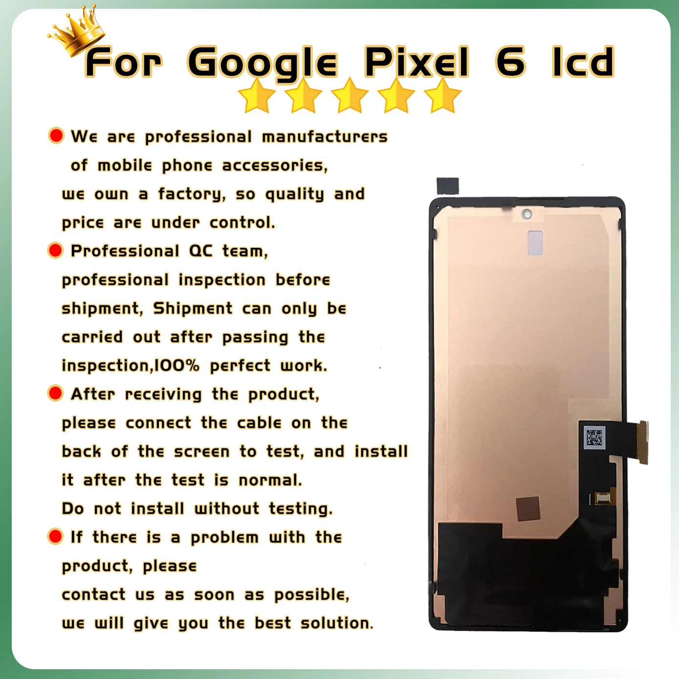 AAA Quality AMOLED For Pixel6 GB7N6 G9S9B16 LCD With Frame For Google Pixel 6 Display Touch Screen Digitizer Assembly Replacemen