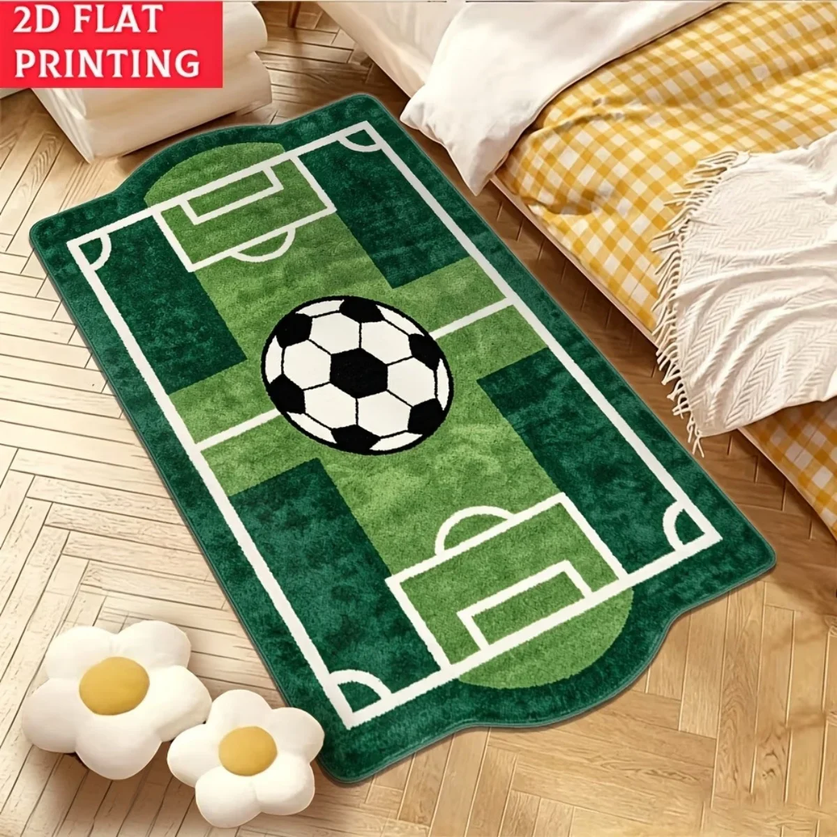 B14LYX  Football Rug Soccer Field Floor Mat Game Room Home Decor Sport Theme Carpet Cozy Fun Welcome Mat Limited Offer