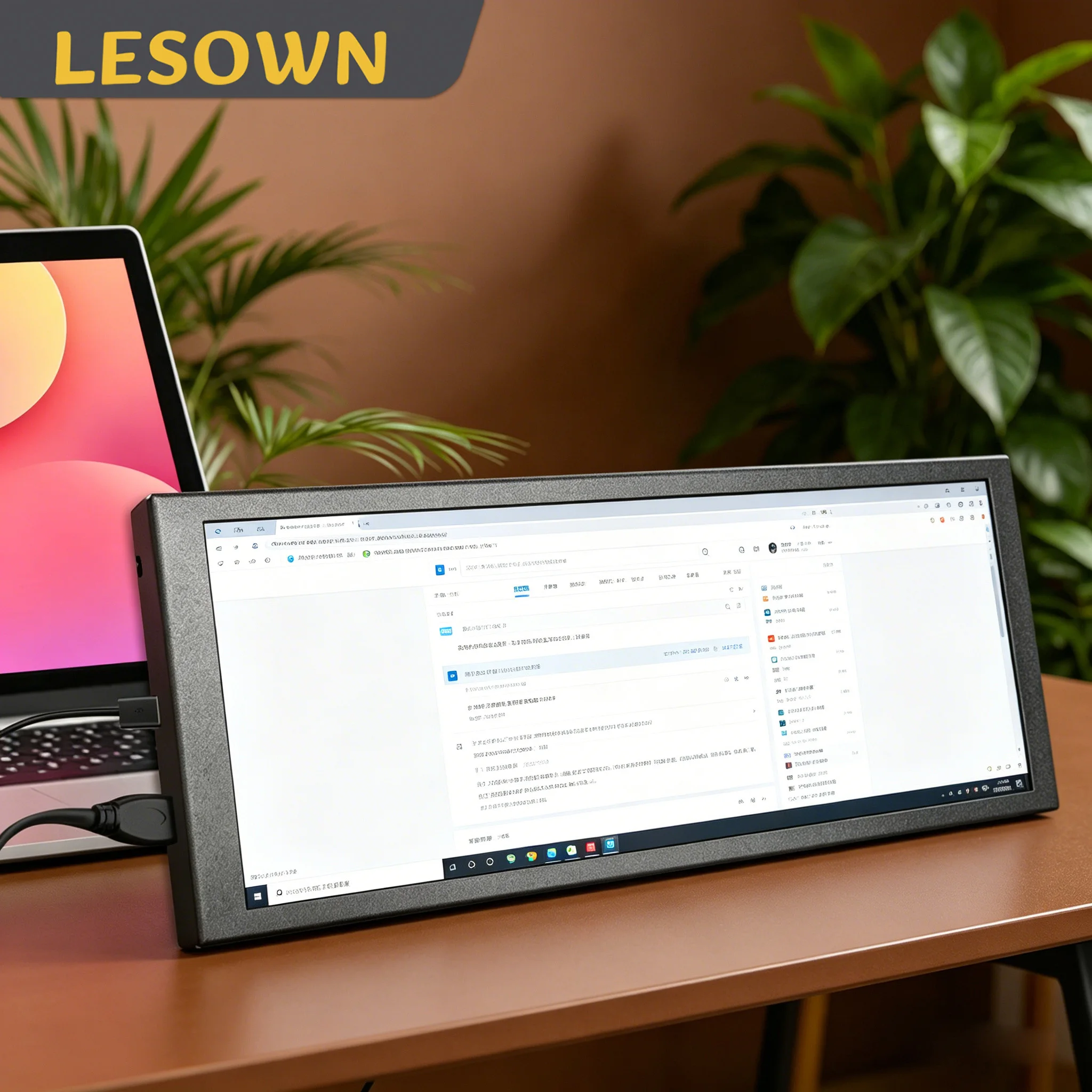 LESOWN 7.9 Inch Horizontal Bar Display LCD Portable Stretched Strip Ultra Wide External Mini Monitor for Laptop PC Page view