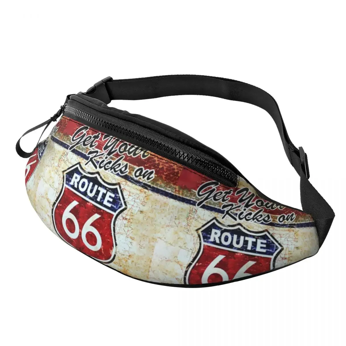 Spersonalizowana saszetka Vintage Route 66, moda amerykańska, droga, torba na talię typu crossbody, jazda na rowerze, kemping, telefon, saszetka na pieniądze