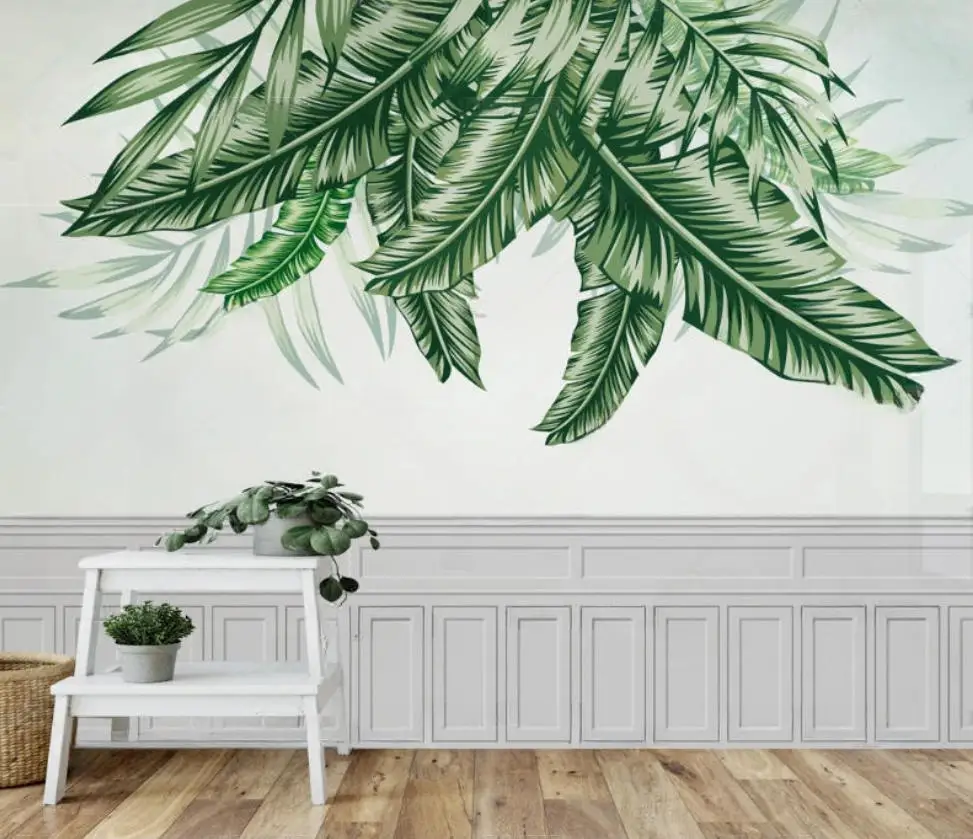 Custom High Quality European Vintage Fashionable tropical plant leaves Photo Wallpaper  Home Decor Wall Background 3d Wallpaper