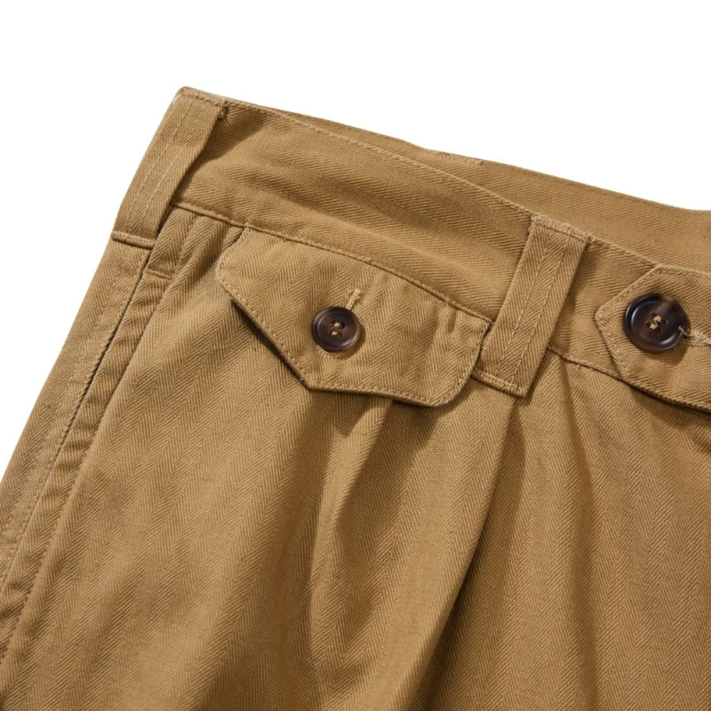 100% cotton autumn men's new basic color herringbone work pants four bags pleated casual trousers four season pants