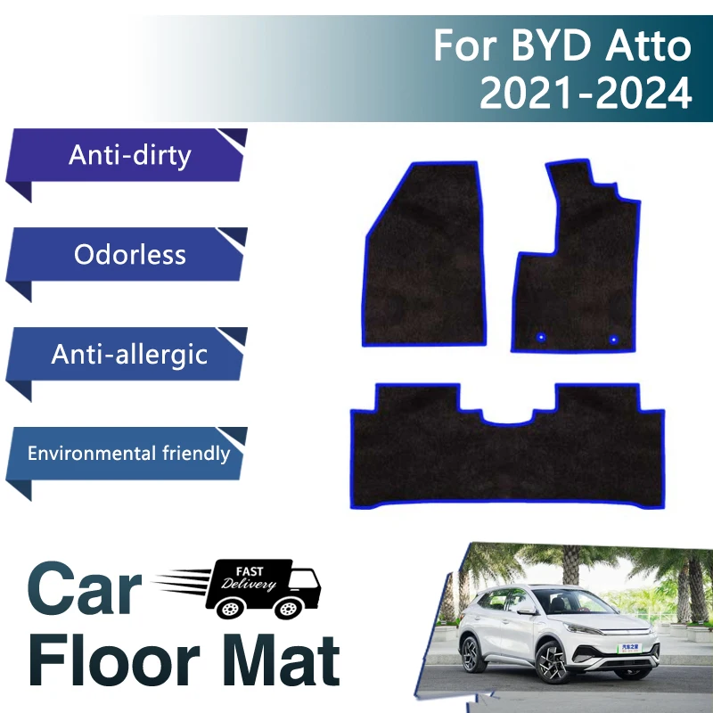 

Luxury Car Floor Mats For BYD Yuan Plus Atto 3 2021 2022 2023 2024 Flannel Rug Floors Carpets Tapetes Para Carro Car Accessories