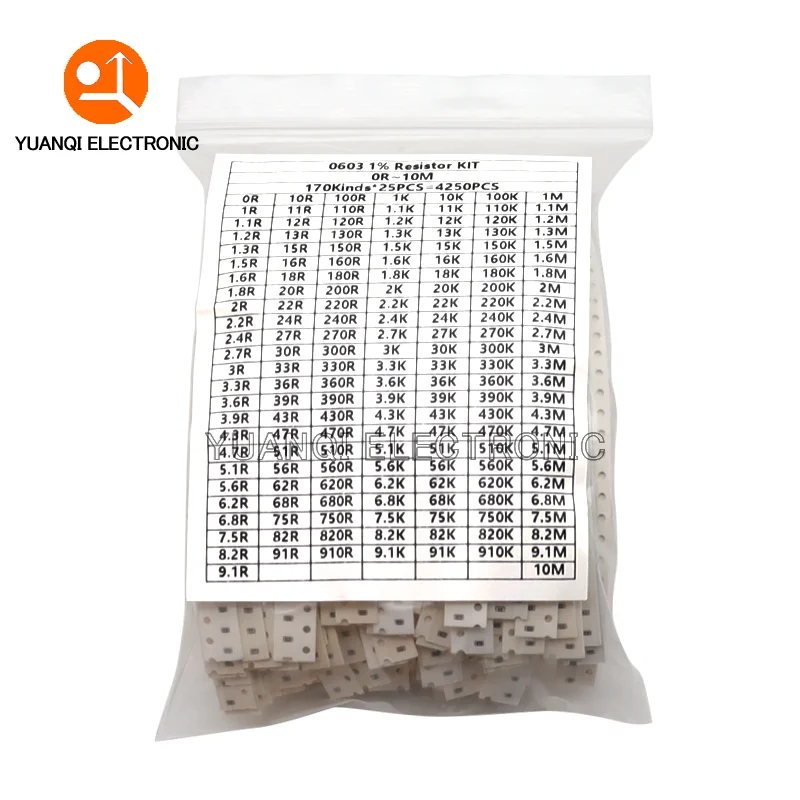 1% 0402 0603 0805 1206 SMD Chip Resistor Assorted Kit 0R - 10M ohm 170Values Resistance Samples Set