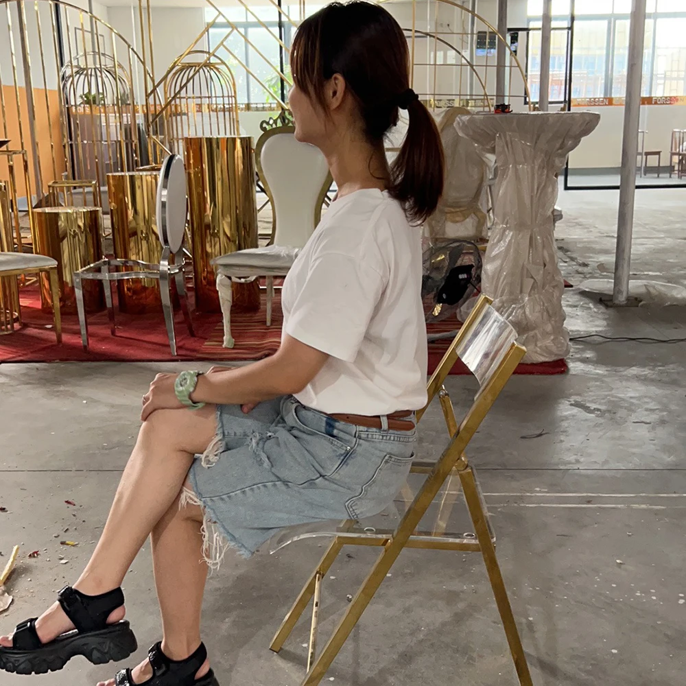 High Quality Acrylic/Mestal Foldable Wedding Party Events Metal Frame Folding Chairs