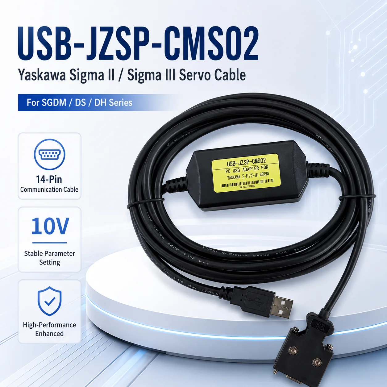 USB-JZSP-CMS02 10V Servo Programming Cable, USB Debug Adapter for Yaskawa Sigma II/III SGDM/DS/DH Series