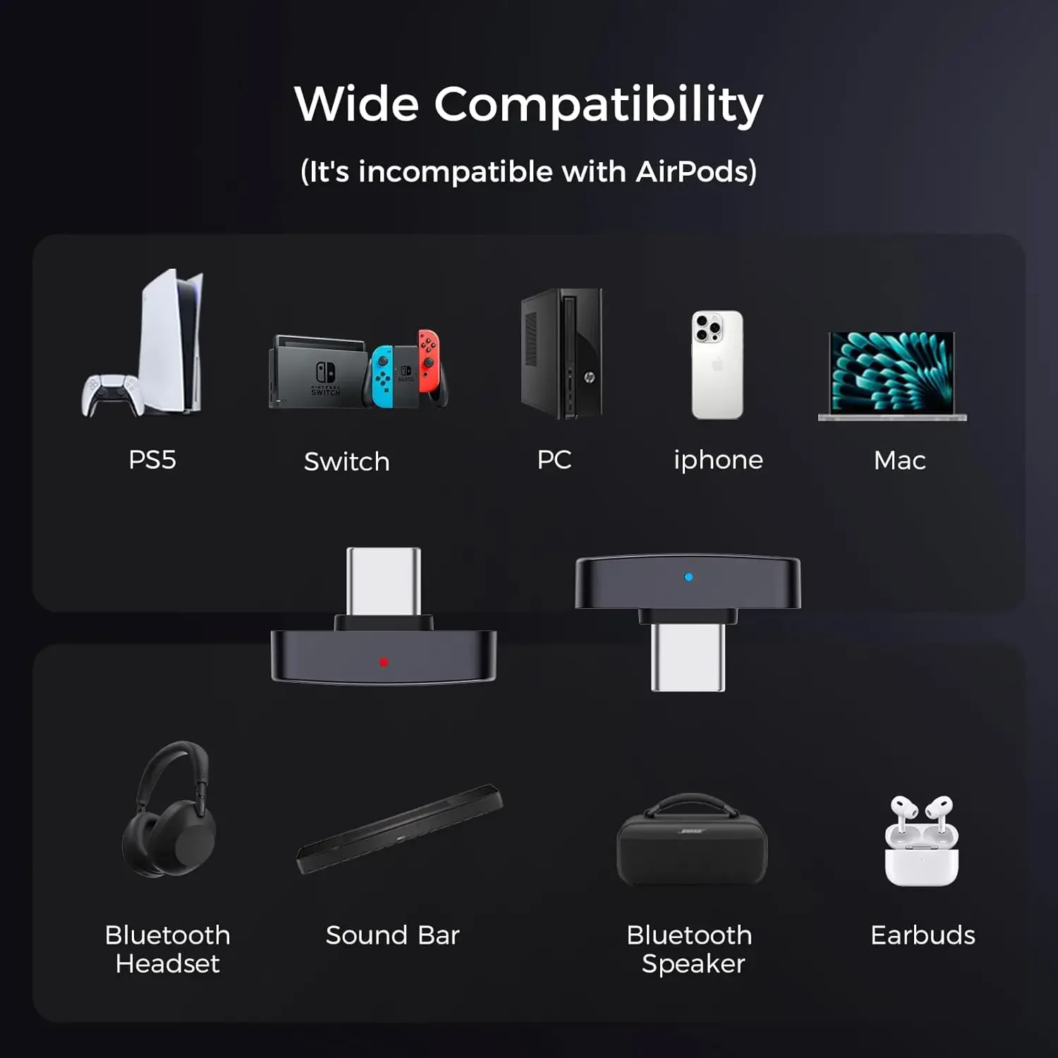 

Questyle QCC Dongle Pro USB-C Bluetooth Audio Adapter with LDAC,aptX Lossless&aptX-Adaptive,Low Latency Bluetooth 5.4