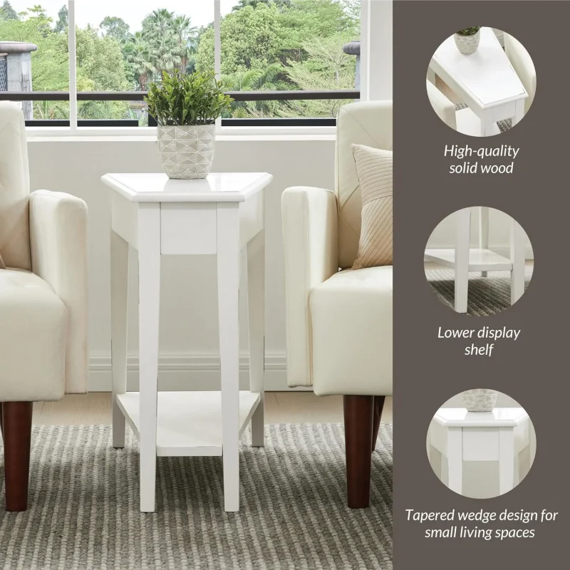 (UUX) Home Haven Ridge cuña final, mesa auxiliar cónica, blanco granja, 214395 UQ