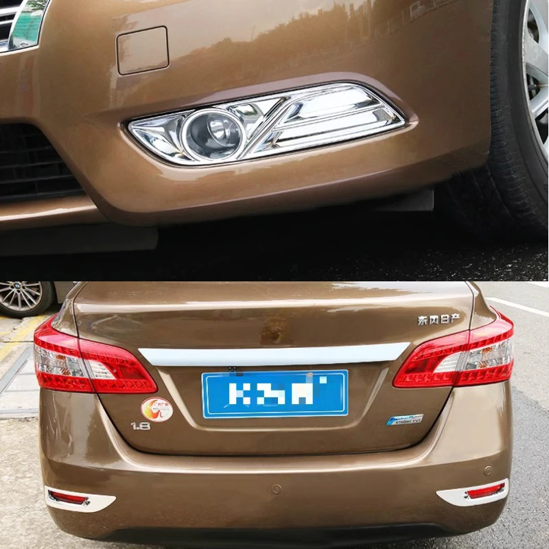 Chromed Front & Rear Fog Light Cover Trim For Nissan Sentra Sylphy 2012 2013 2014 2015-2015