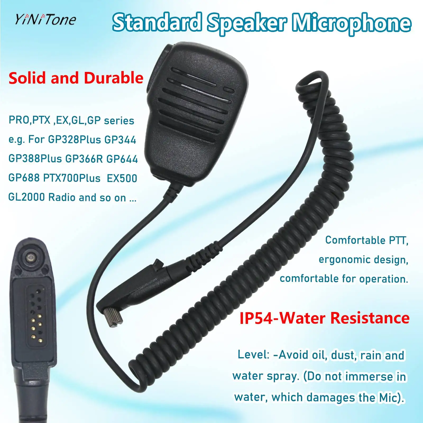 Handheld Standard Speaker Mic For GP328Plus GP344 GP388Plus GP366R GP644 GP688 GL2000 Radio waterproof Hands-Free Shoulder Parts