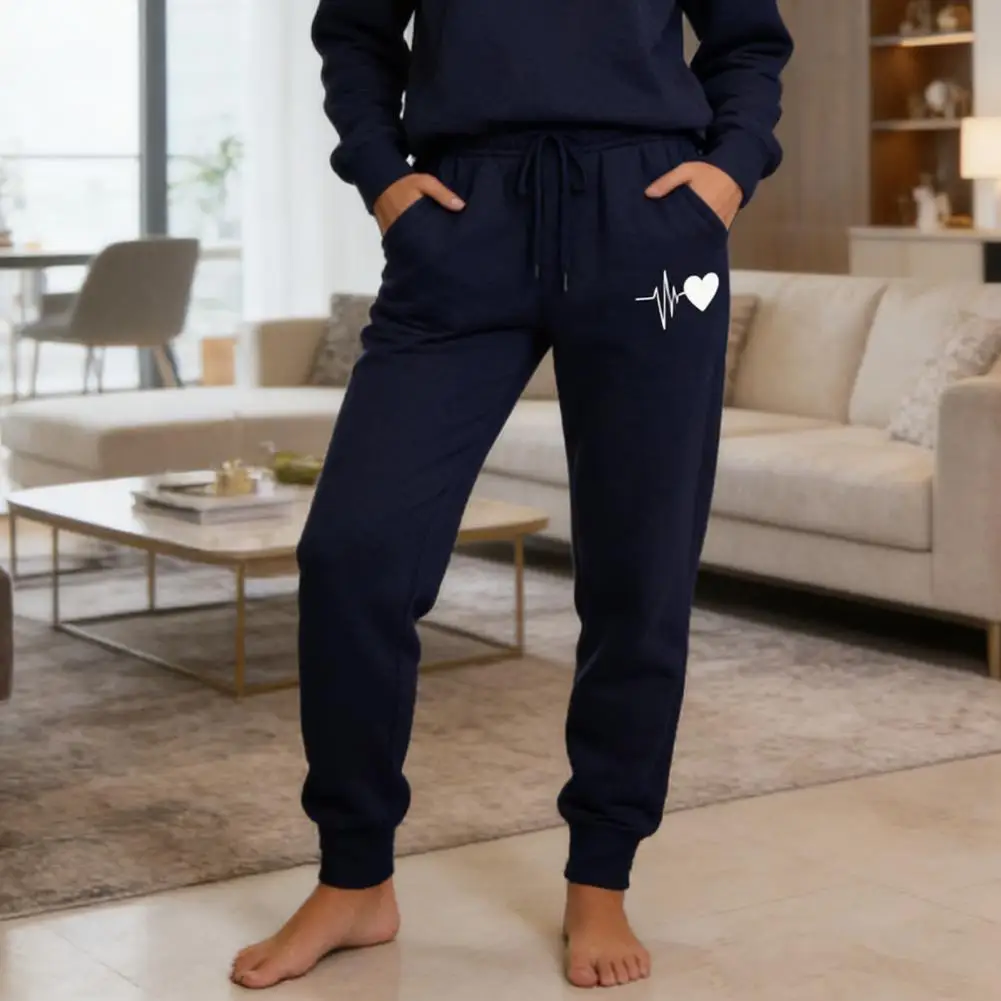 Solid Color Sport Jogging Pants, Women Elastic Drawstring Waist Trousers With Pockets For Exercise Gym Streetwear