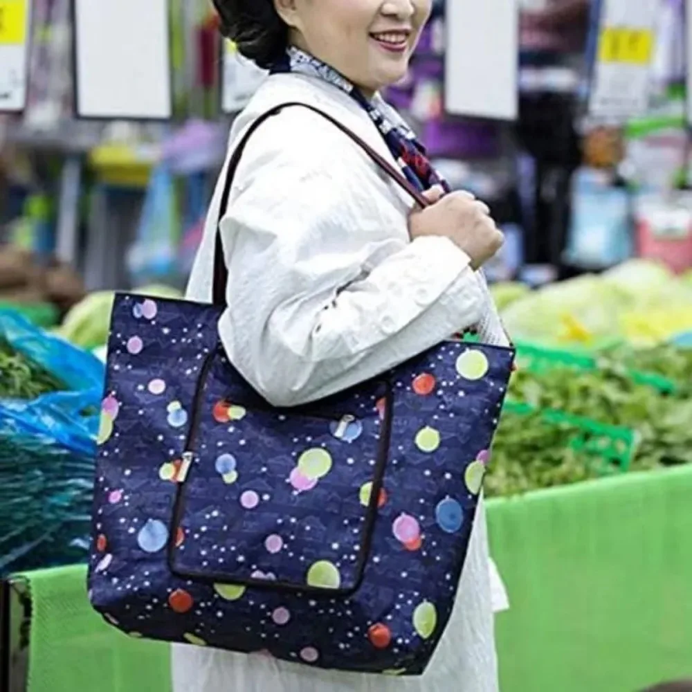 Foldable Large Shopping Bag Travel Creative Waterproof Recycle Bag with Side Pocket