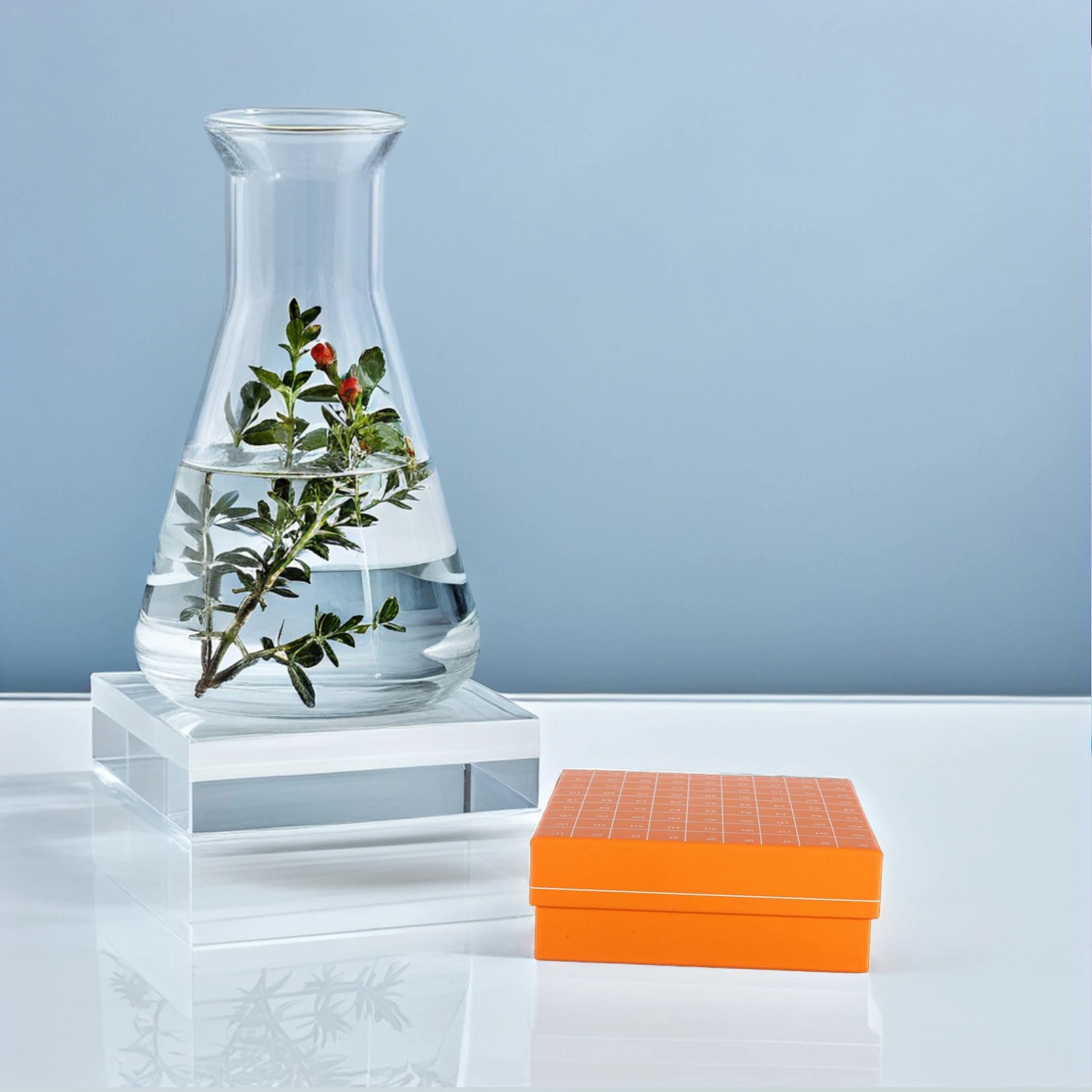 

81 Cells 1-5ml Test Tube Freezer Boxes Orange Partition Lab Sample Storage Cryotube Holder Microcentrifuge Container